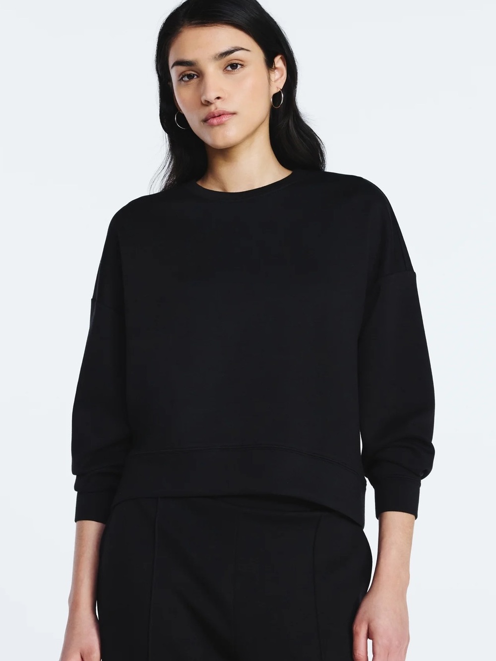 Cropped Scuba Crewneck Women’s Sweatshirt - Black